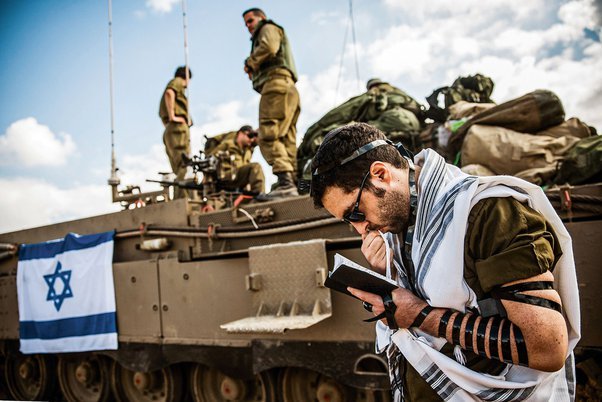 IDF Soldier in Israel Wearing Tefillin